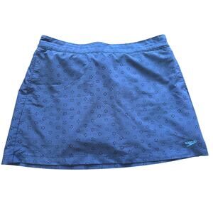 Speedo Womens XL Eyelet Swim Skort Navy Blue Athletic Board Skirt Summer Water